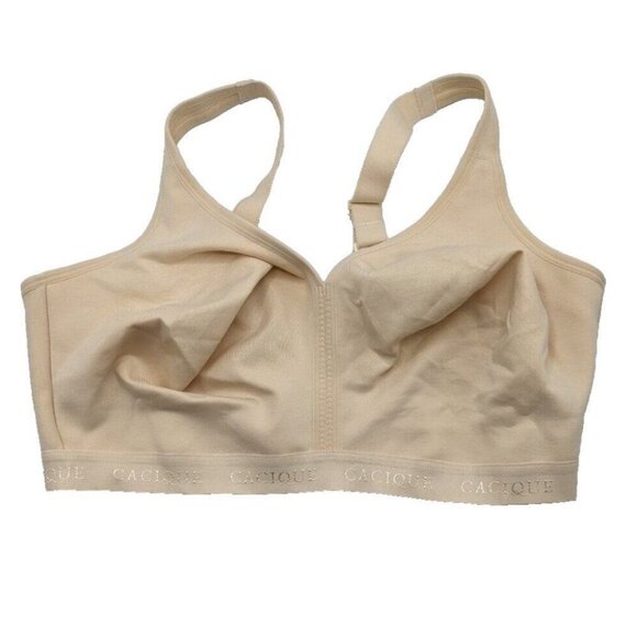 Cacique Lane Bryant Womens Bra Cotton Unlined No Wire Size 46D Beige - Picture 8 of 9